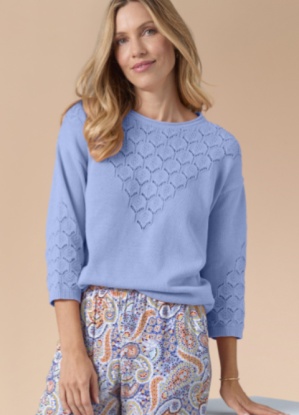 Damart 100% Cotton  pointelle knit Jumper